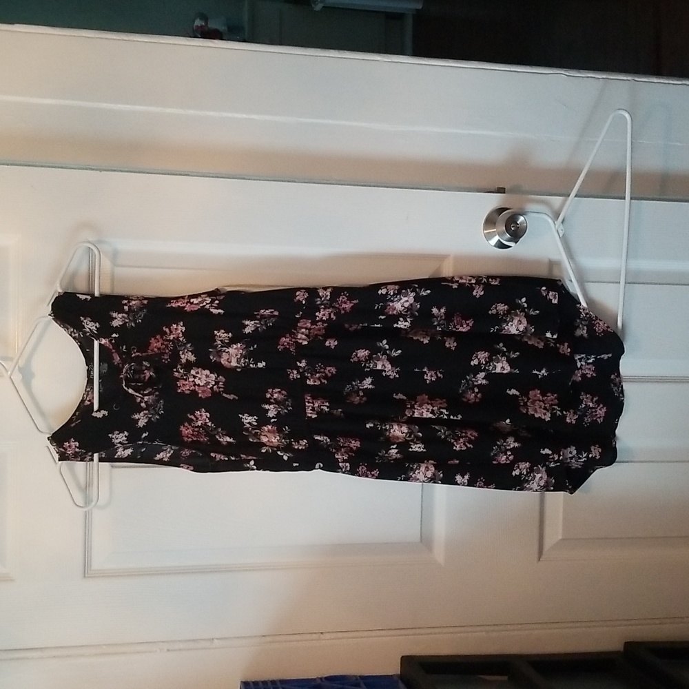Womans black floral dress